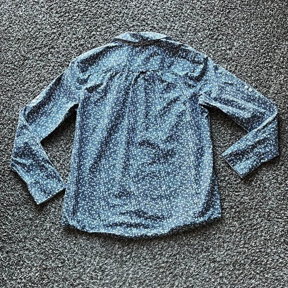 Banana Republic Button-up Shirt Med Blue Butterfly Whimsical Floral Cottagecore - Picture 4 of 7
